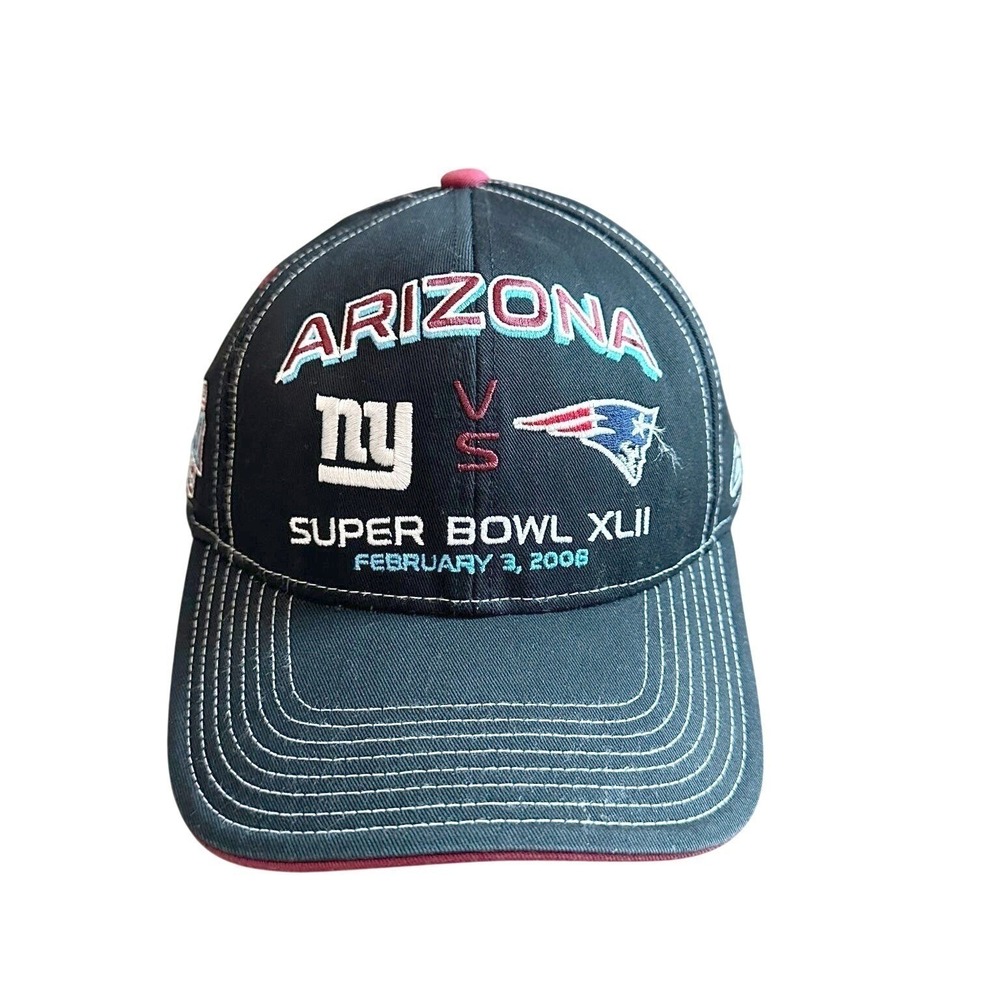 Super Bowl XLII 2008 Giants vs Patriots Reebok Hat Cap Strapback Black